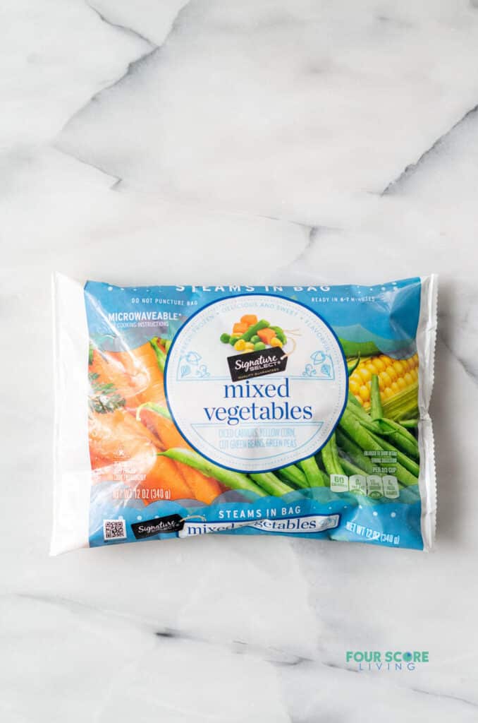 bag of frozen mixed vegetables.