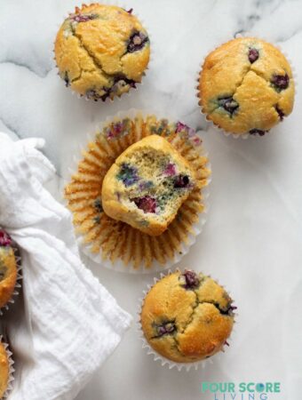 keto blueberry muffins on a white background